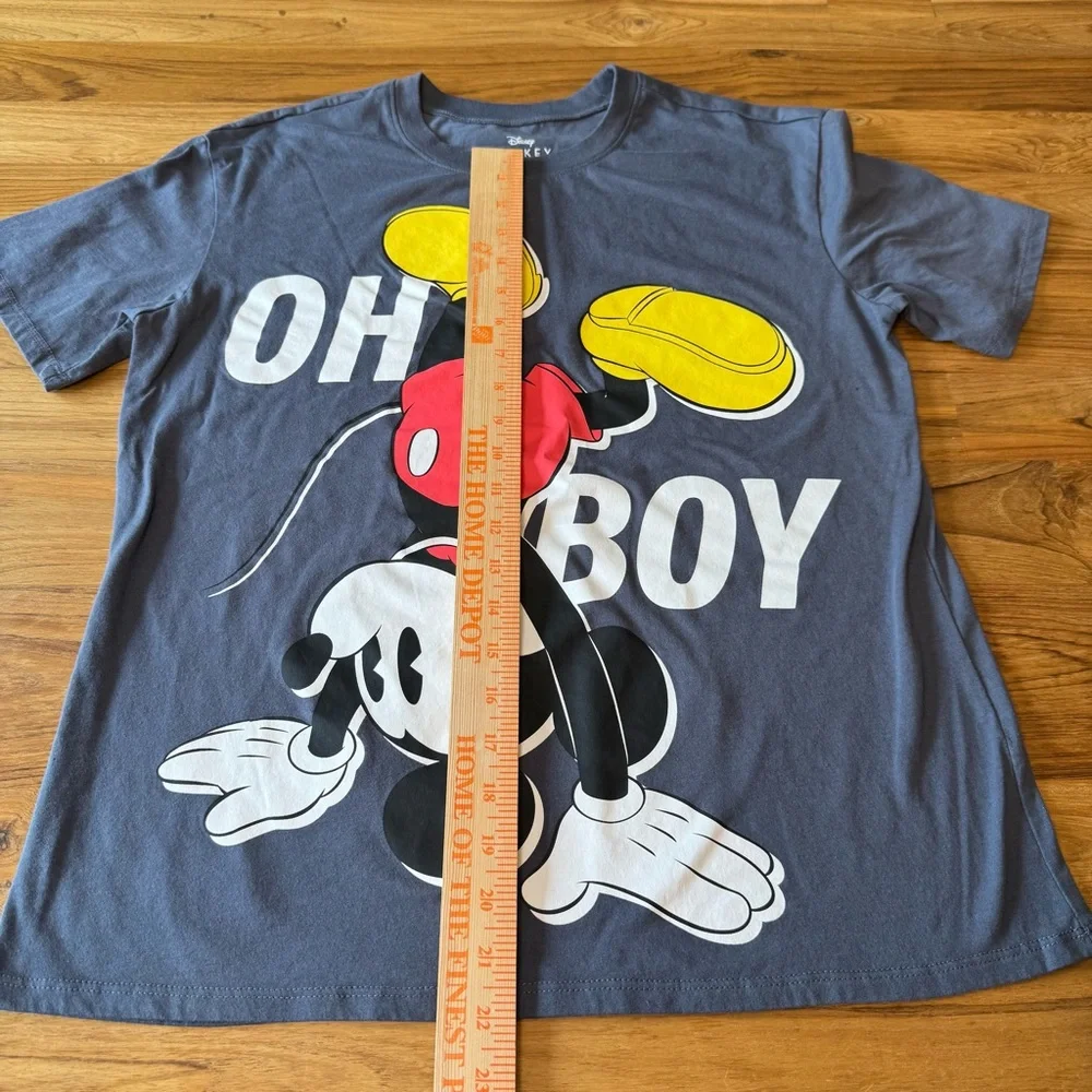 Disney Shirt Kids’ Large 11-13 Grey Mickey Mouse Oh Boy Handstand Short Sleeve